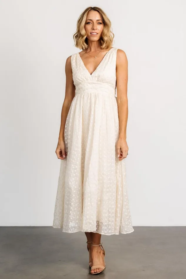 Baltic Born Tulle Styles Women Thalia Embroidered Tank Midi Dress Vintage Cream