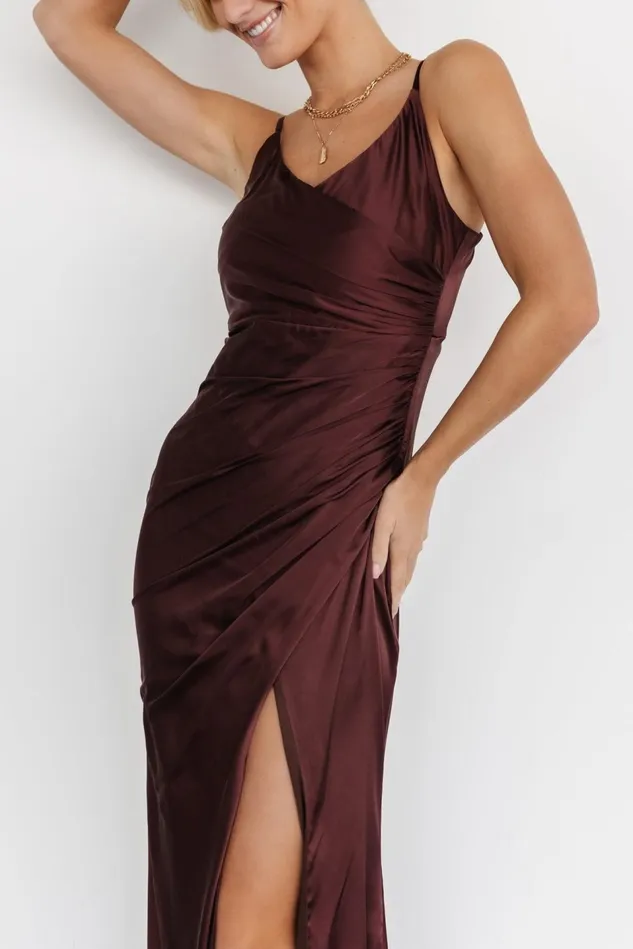Baltic Born Wedding Guest Women Monet Satin Gown Clove