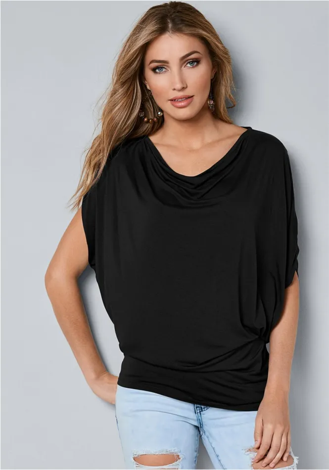 BASIC FLOUNCE TOP Black Women VENUS Casual Tops