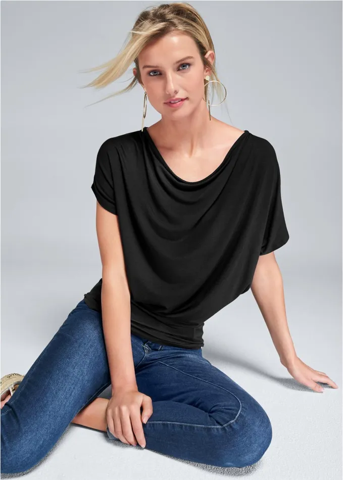 BASIC FLOUNCE TOP Black Women VENUS Casual Tops
