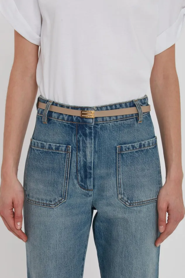 Belts Women Victoria Beckham Exclusive Micro Frame Belt In Beige Leather