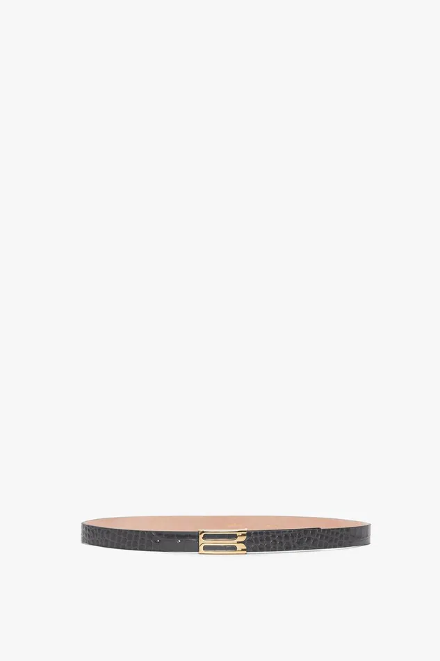 Belts Women Victoria Beckham Frame Belt In Slate Grey Croc Embossed Calf Leather