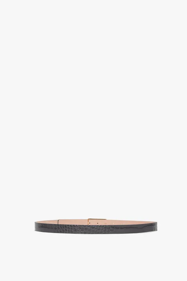 Belts Women Victoria Beckham Frame Belt In Slate Grey Croc Embossed Calf Leather Belts Women Victoria Beckham Frame Belt In Slate Grey Croc Embossed Calf Leather