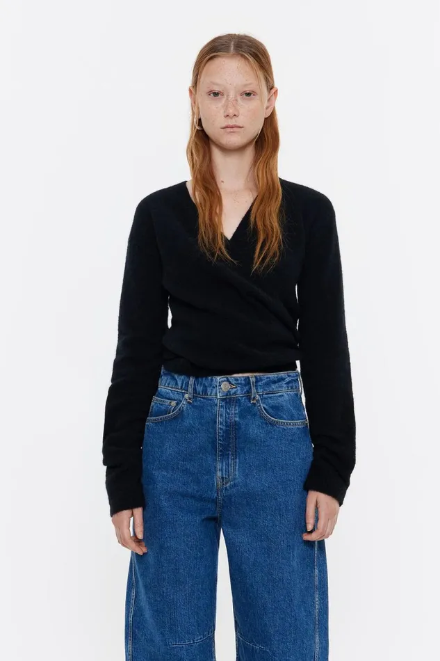 Black Crossover Mohair Sweater Black Women Bimba Y Lola Knitwear