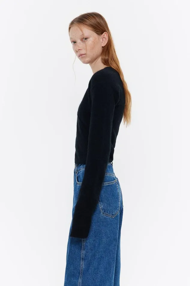 Black Crossover Mohair Sweater Black Women Bimba Y Lola Knitwear Black Crossover Mohair Sweater Black Women Bimba Y Lola Knitwear