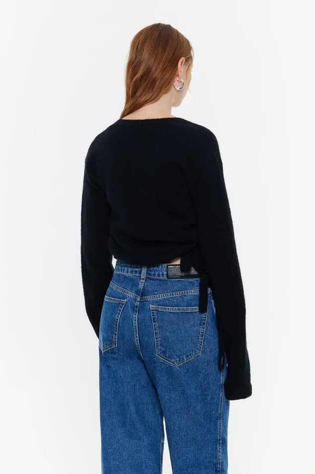Black Crossover Mohair Sweater Black Women Bimba Y Lola Knitwear Black Crossover Mohair Sweater Black Women Bimba Y Lola Knitwear