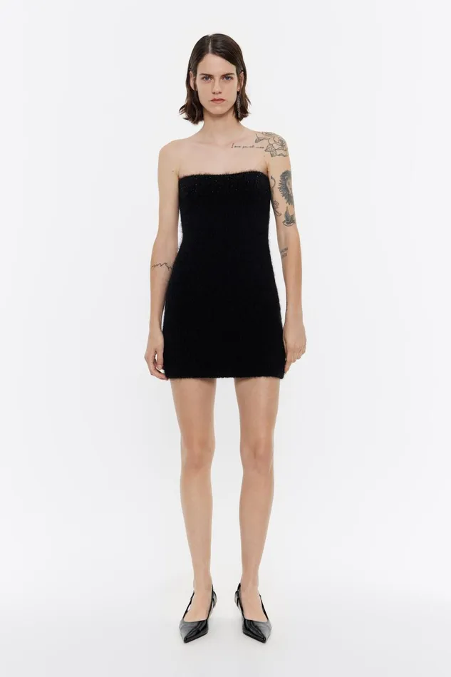 Black Knit Mini Dress Black Women Bimba Y Lola Dresses And Jumpsuits