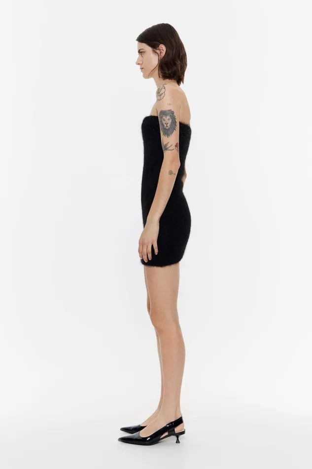Black Knit Mini Dress Black Women Bimba Y Lola Dresses And Jumpsuits