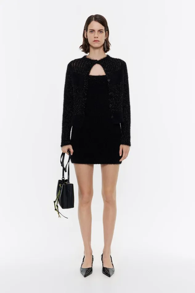 Black Knit Mini Dress Black Women Bimba Y Lola Dresses And Jumpsuits