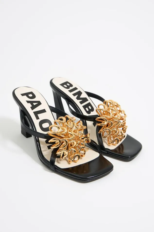 Black Leather Strappy Sandal With Flower Black Women Bimba Y Lola Sandals Black Leather Strappy Sandal With Flower Black Women Bimba Y Lola Sandals
