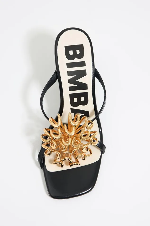 Black Leather Strappy Sandal With Flower Black Women Bimba Y Lola Sandals Black Leather Strappy Sandal With Flower Black Women Bimba Y Lola Sandals