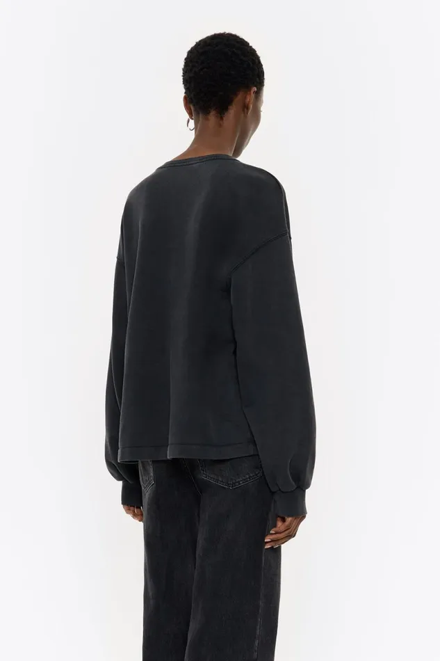 Black Logo Print Boxy Sweatshirt Washed Black Women Bimba Y Lola Sweatshirts