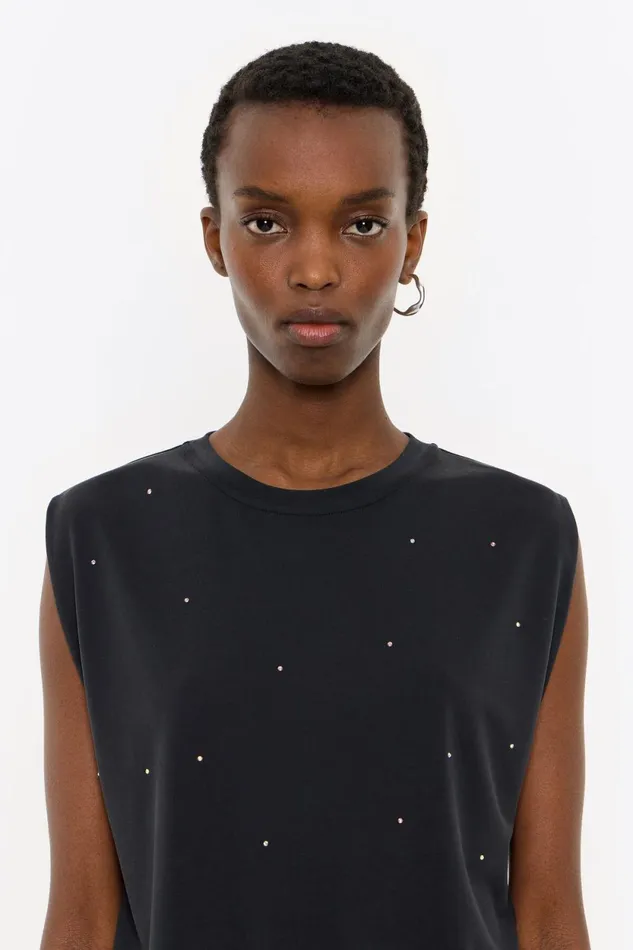 Black Stones Tshirt Washed Black Women Bimba Y Lola TShirts Black Stones Tshirt Washed Black Women Bimba Y Lola TShirts