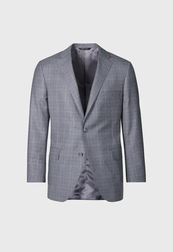 Blazers and Jackets Paulstuart Mens Super 130s Wool Plaid Paul Jacket Grey