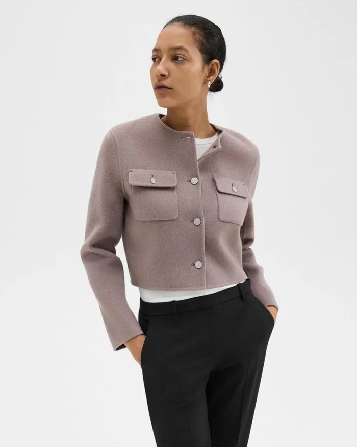 Blazers Jackets Women Theory Cardigan Jacket In DoubleFace WoolCashmere Cinder Melange Blazers Jackets Women Theory Cardigan Jacket In DoubleFace WoolCashmere Cinder Melange