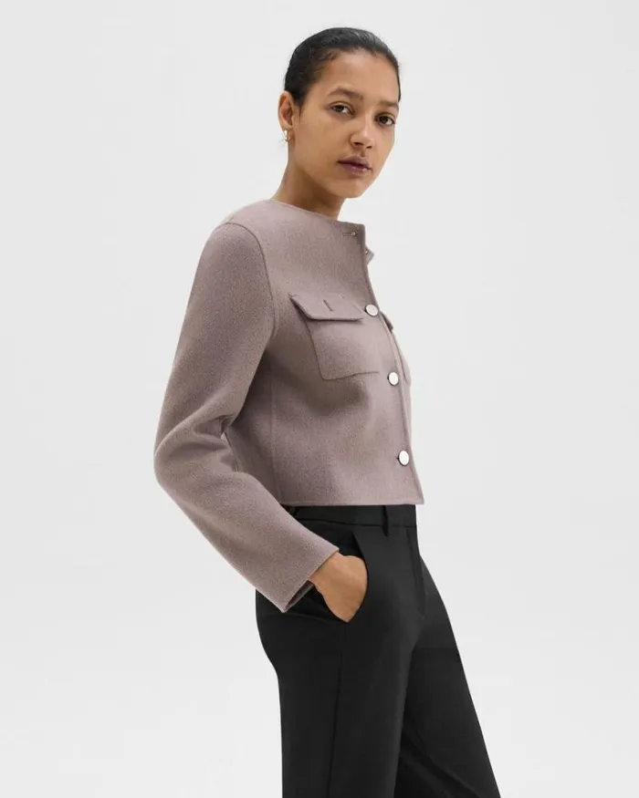 Blazers Jackets Women Theory Cardigan Jacket In DoubleFace WoolCashmere Cinder Melange