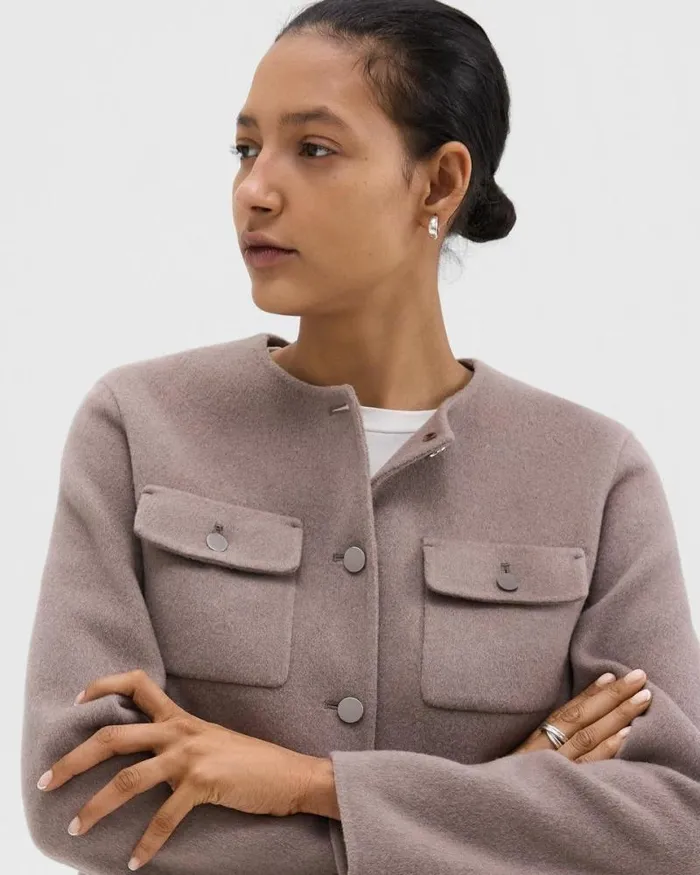 Blazers Jackets Women Theory Cardigan Jacket In DoubleFace WoolCashmere Cinder Melange