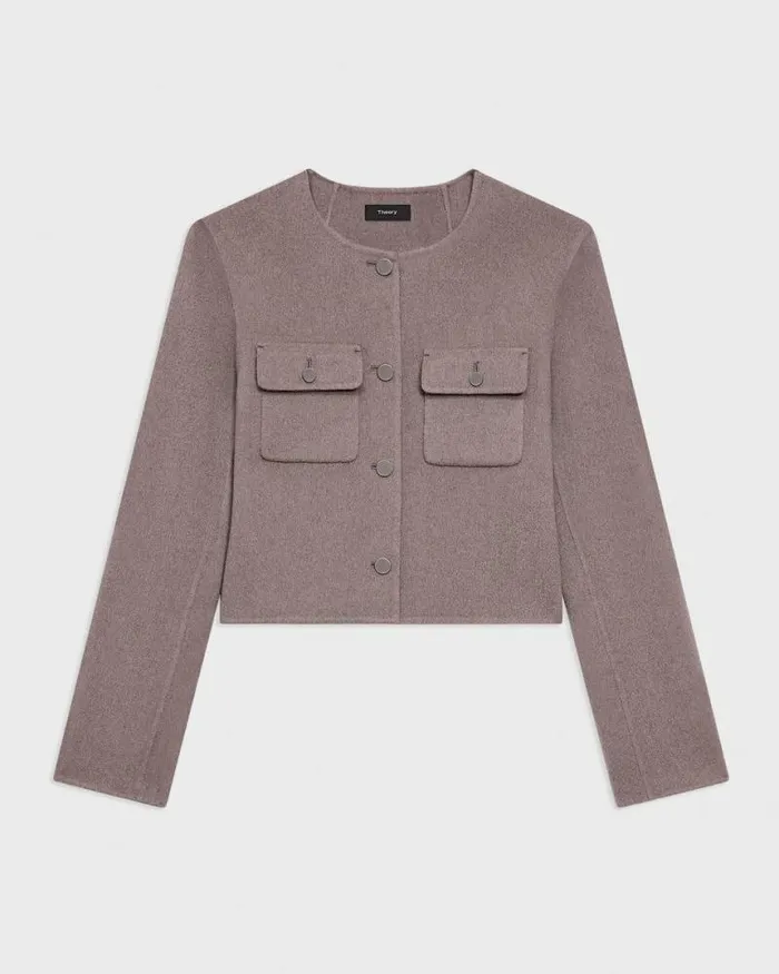 Blazers Jackets Women Theory Cardigan Jacket In DoubleFace WoolCashmere Cinder Melange