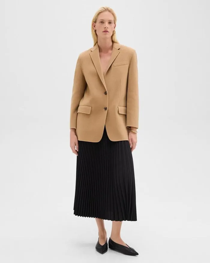 Blazers Jackets Women Theory Oversized Blazer In DoubleFace WoolCashmere New Camel
