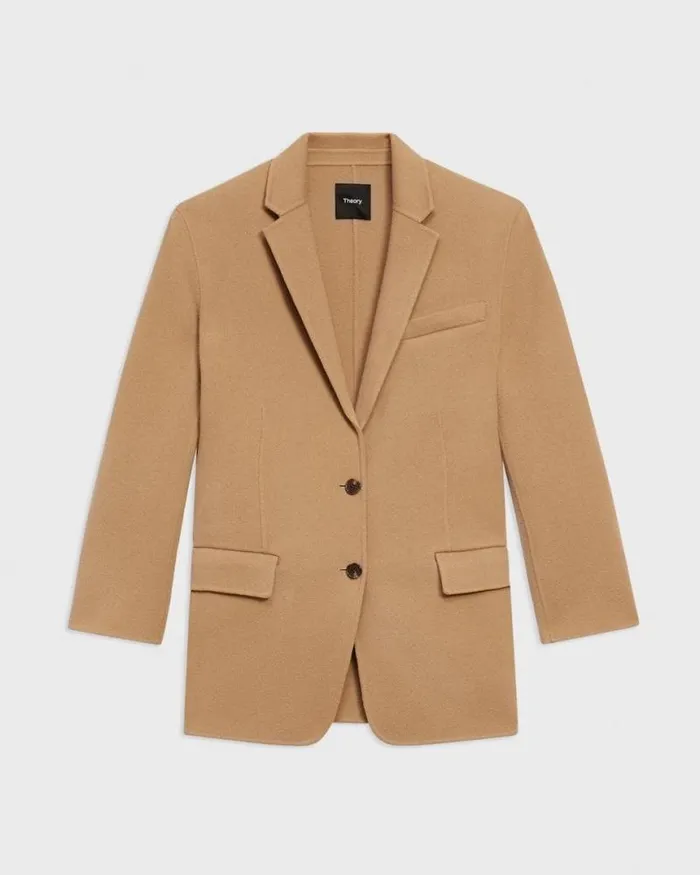 Blazers Jackets Women Theory Oversized Blazer In DoubleFace WoolCashmere New Camel