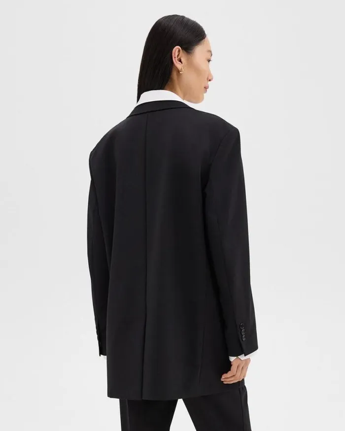 Blazers Jackets Women Theory Oversized Blazer In Stretch Wool Black Blazers Jackets Women Theory Oversized Blazer In Stretch Wool Black