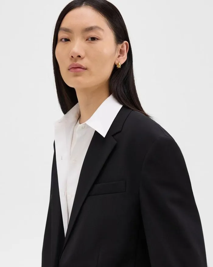 Blazers Jackets Women Theory Oversized Blazer In Stretch Wool Black Blazers Jackets Women Theory Oversized Blazer In Stretch Wool Black