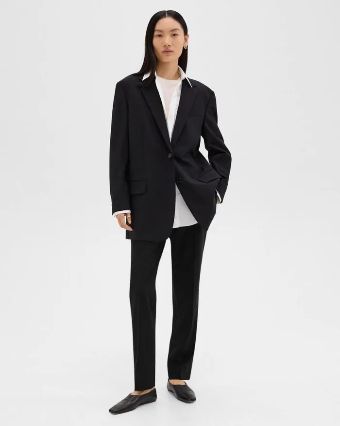 Blazers Jackets Women Theory Oversized Blazer In Stretch Wool Black Blazers Jackets Women Theory Oversized Blazer In Stretch Wool Black