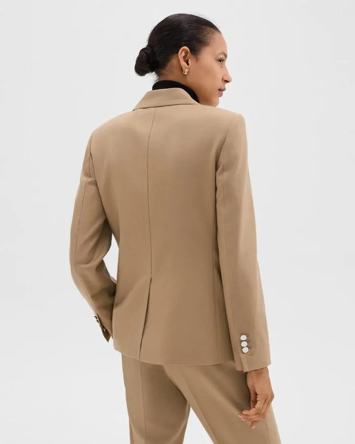 Blazers Jackets Women Theory Tailored Blazer In Sleek Flannel New Camel