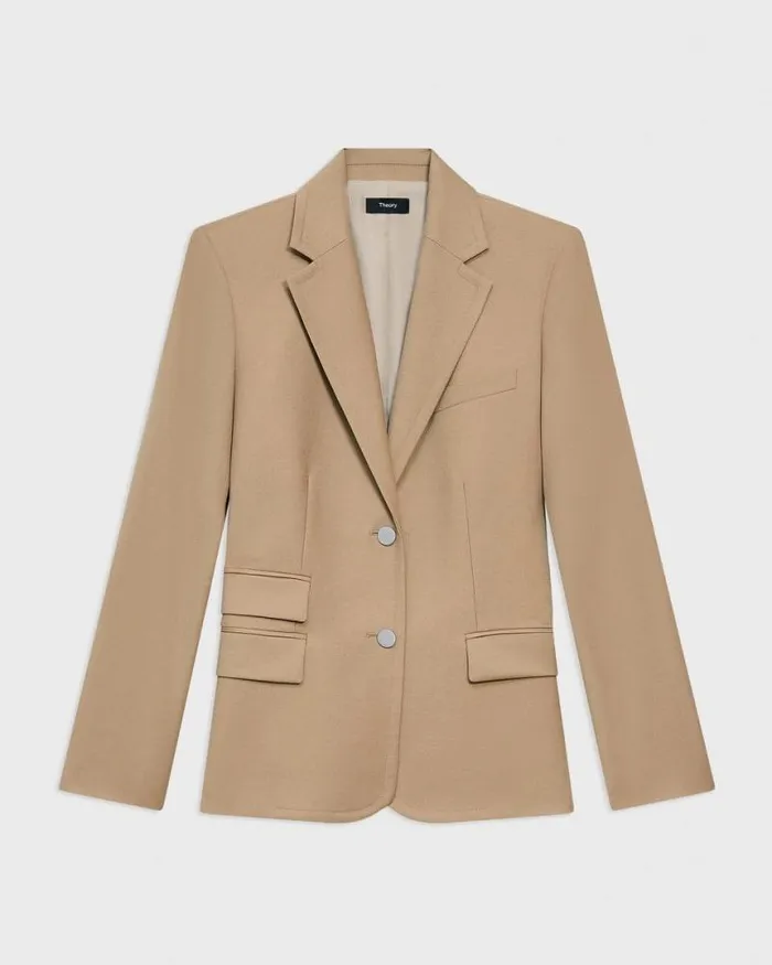 Blazers Jackets Women Theory Tailored Blazer In Sleek Flannel New Camel
