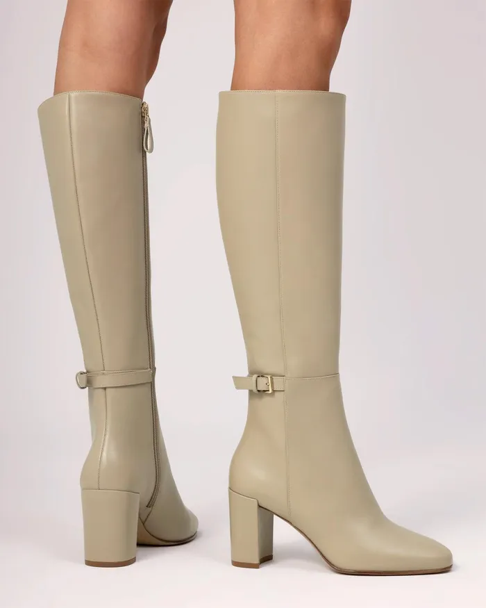 Boots Women Alexandre Birman Candance Leather Boot 8211 Luxury Leather Boots 8211 Riding Boots With Heels Chalk