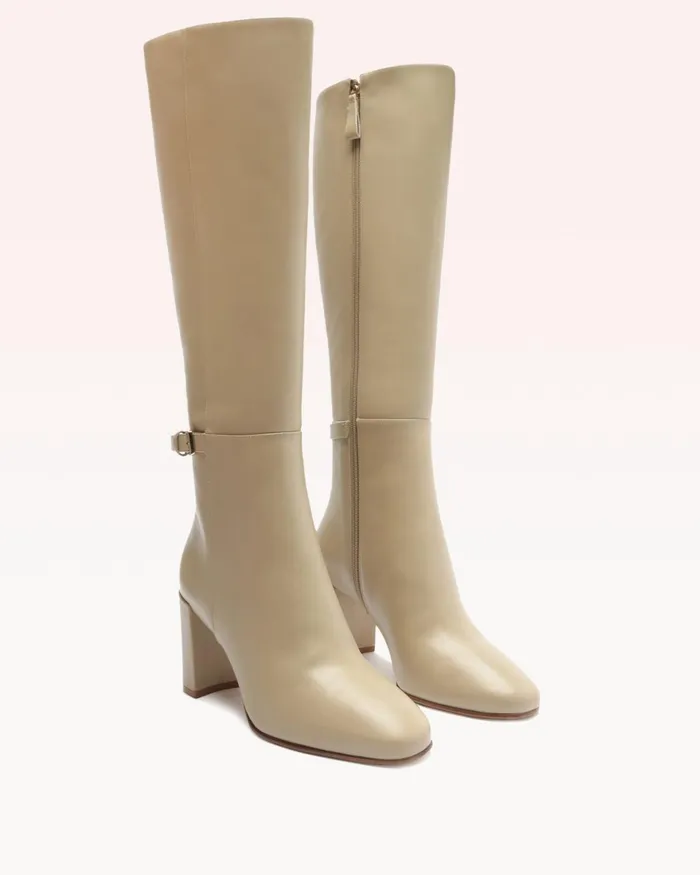 Boots Women Alexandre Birman Candance Leather Boot 8211 Luxury Leather Boots 8211 Riding Boots With Heels Chalk
