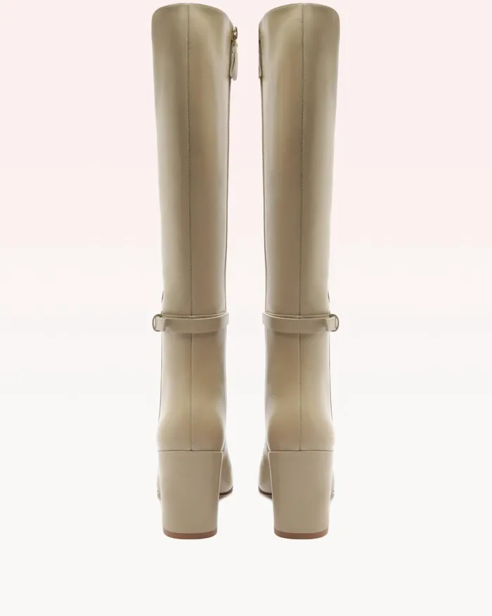 Boots Women Alexandre Birman Candance Leather Boot 8211 Luxury Leather Boots 8211 Riding Boots With Heels Chalk