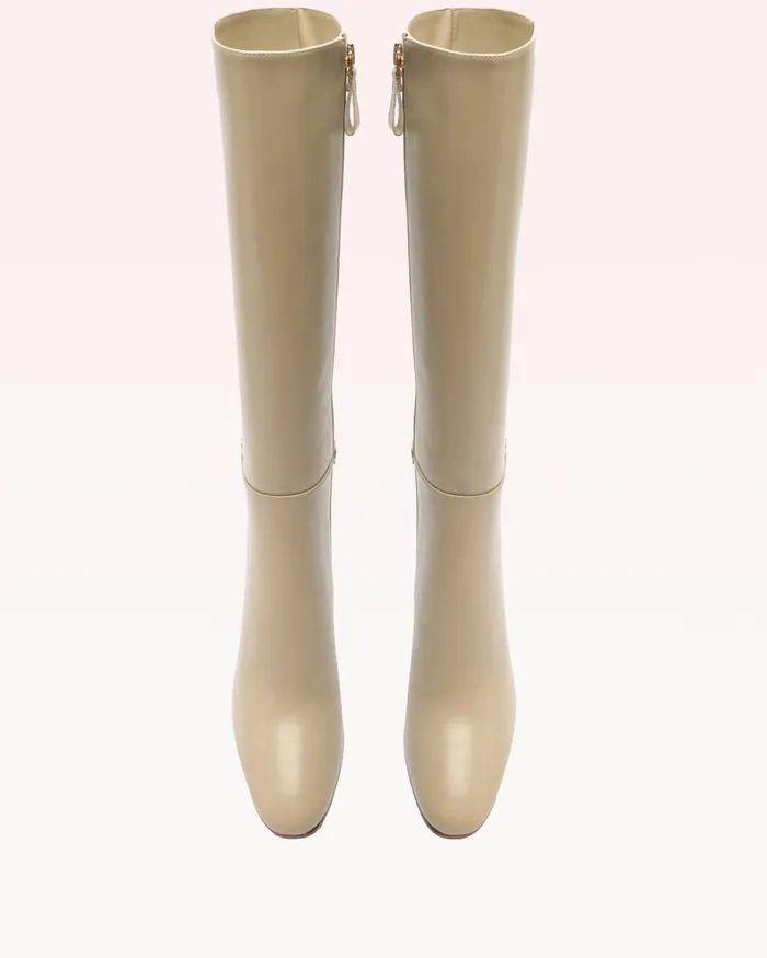 Boots Women Alexandre Birman Candance Leather Boot 8211 Luxury Leather Boots 8211 Riding Boots With Heels Chalk