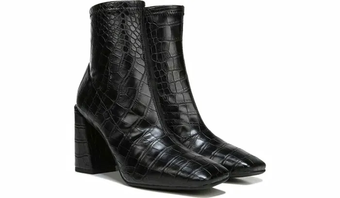 Boots Women Franco Sarto Franco Harmond Block Heel Bootie Black Crocco