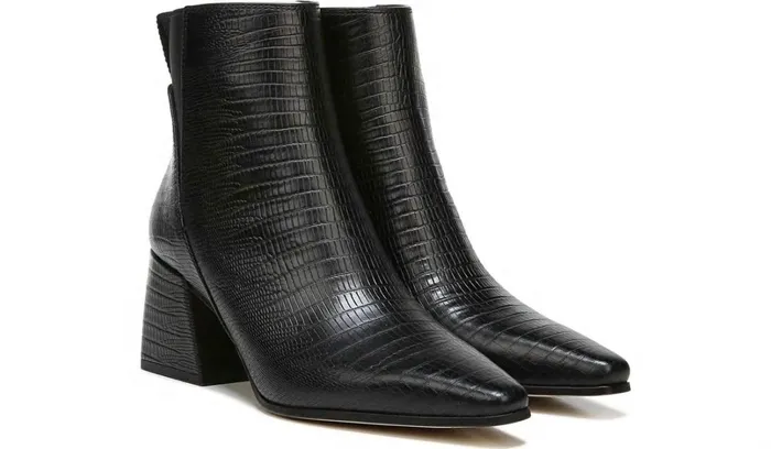 Boots Women Franco Sarto Sarto Brynn Block Heel Bootie Black Leather