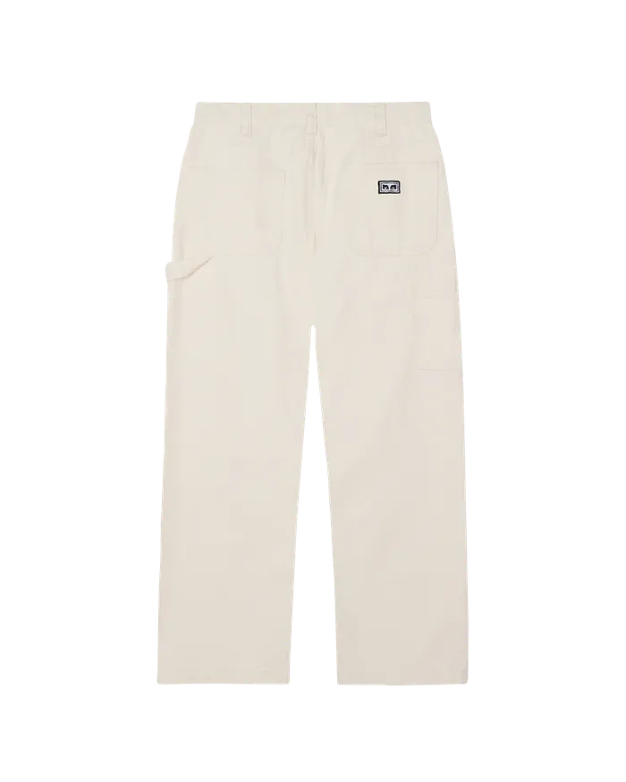 BOTTOMS OBEY Clothing Men BIGWIG DENIM CARPENTER PANT Unbleached Faded Wash