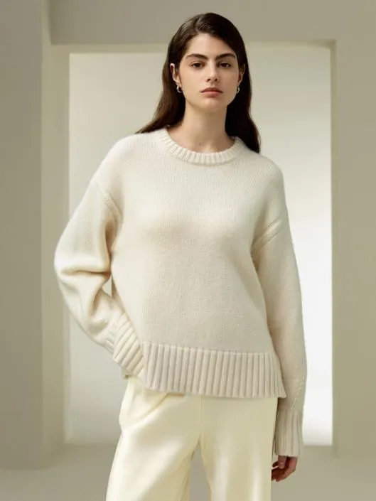 Boxy Fit Crewneck Cashmere Sweater Women Lilysilk Knitwear