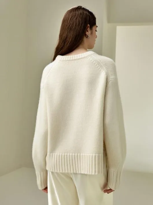 Boxy Fit Crewneck Cashmere Sweater Women Lilysilk Knitwear