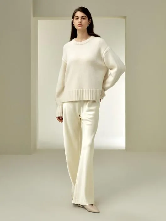 Boxy Fit Crewneck Cashmere Sweater Women Lilysilk Knitwear