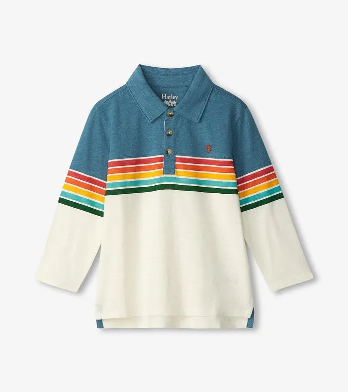 Boys Retro Stripes Long Sleeve Panelled Polo Hatley