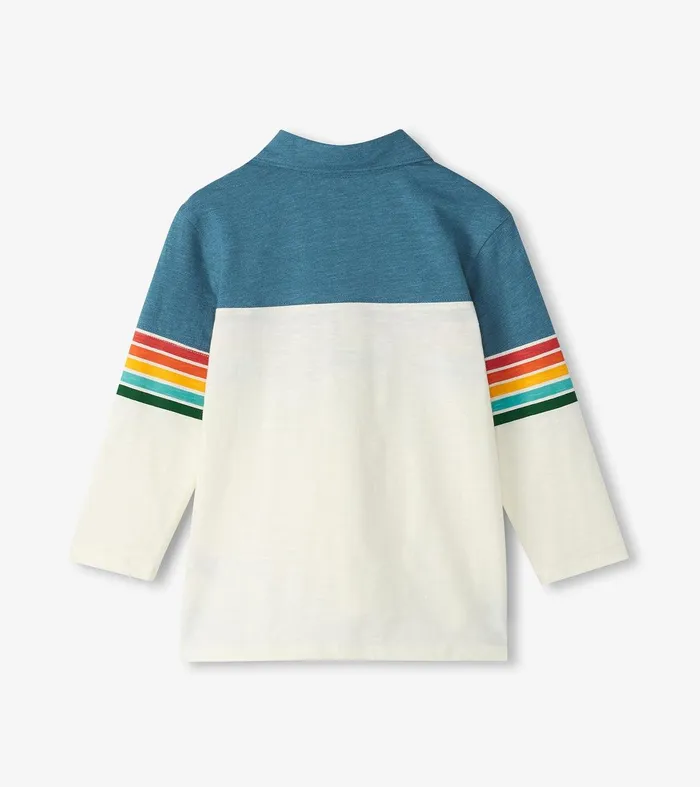 Boys Retro Stripes Long Sleeve Panelled Polo Hatley