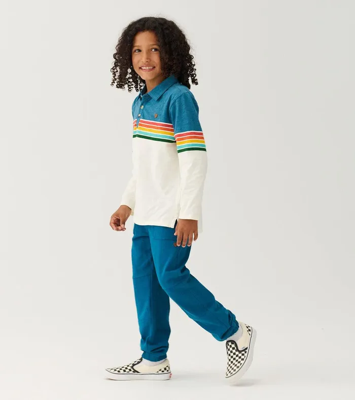 Boys Retro Stripes Long Sleeve Panelled Polo Hatley