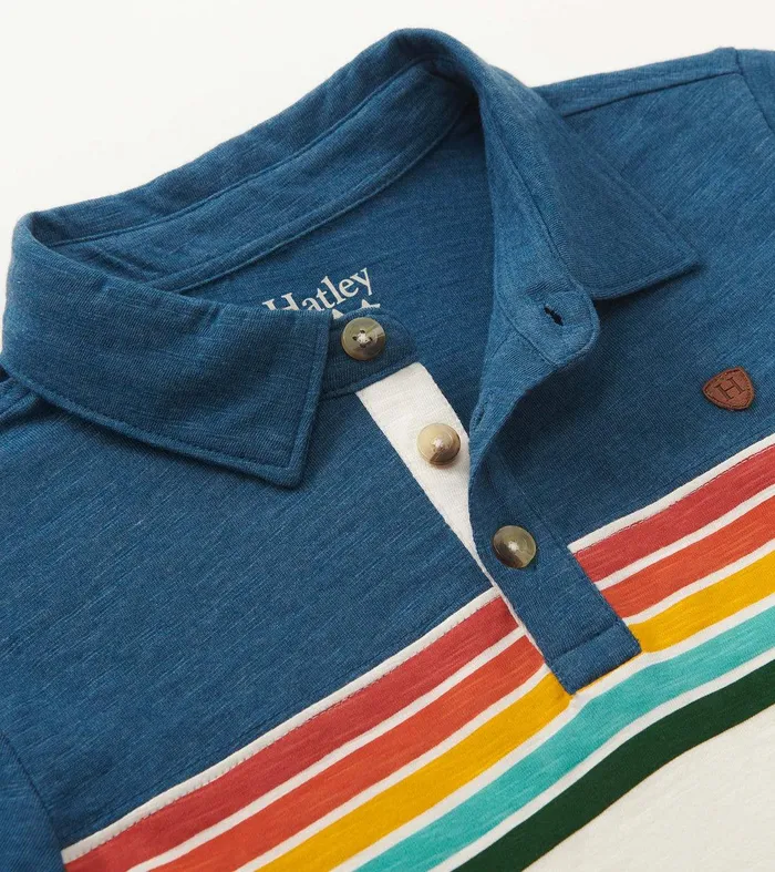Boys Retro Stripes Long Sleeve Panelled Polo Hatley