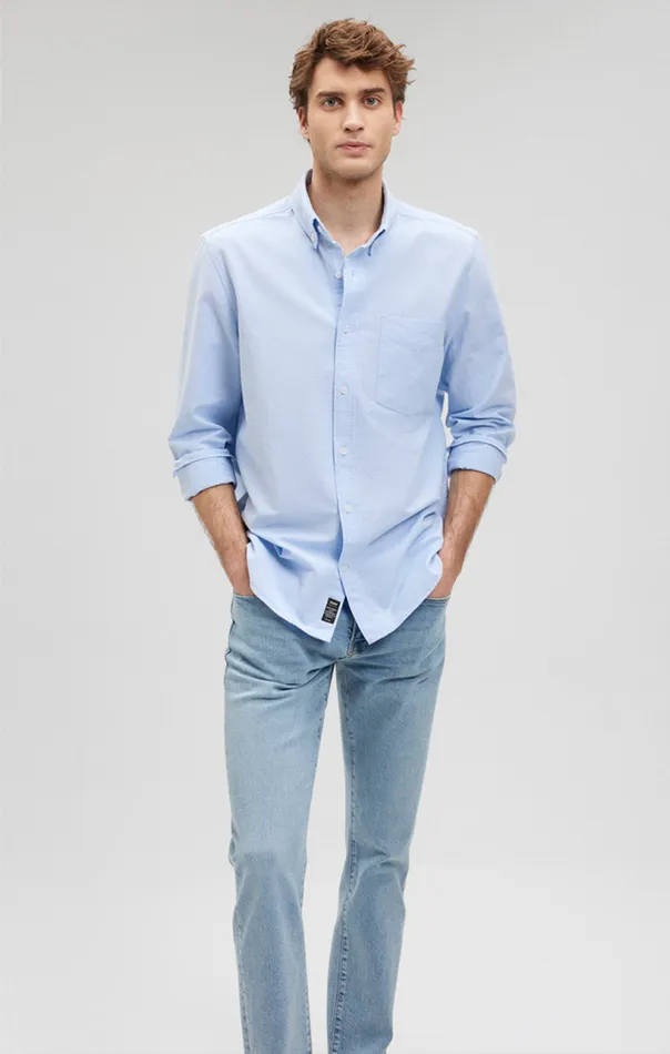 ButtonDown Long Sleeve Shirt In Powder Blue Men Mavi Jeans Shirts