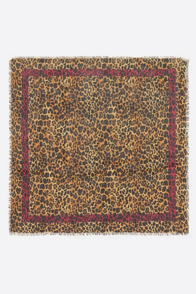 Camel Leopard Shawl Ochre Women Bimba Y Lola Scarves