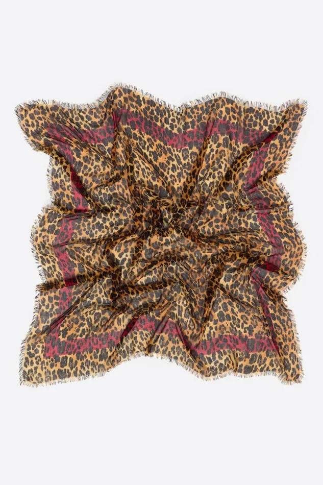 Camel Leopard Shawl Ochre Women Bimba Y Lola Scarves