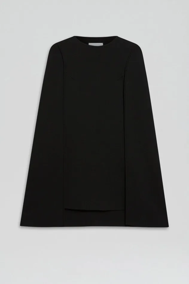 Capes Women Scanlan Theodore CREPE KNIT CAPE DRESS Black Capes Women Scanlan Theodore CREPE KNIT CAPE DRESS Black