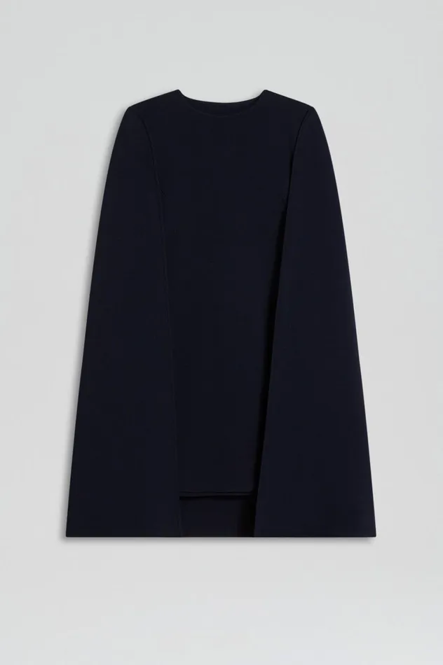 Capes Women Scanlan Theodore CREPE KNIT CAPE DRESS Navy