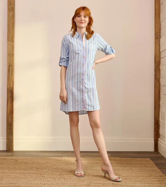 Cara Shirt Dress 8211 Light Blue Stripes Hatley