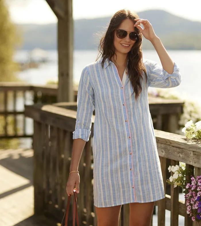 Cara Shirt Dress 8211 Light Blue Stripes Hatley